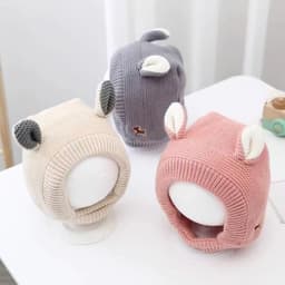 Mũ Len Trùm Đầu Tai Thú Siêu Dễ Thương Cho Bé Mùa Đông - Ấm Áp Với Lót Lông Mềm Mại. 7