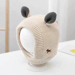 Mũ Len Trùm Đầu Tai Thú Siêu Dễ Thương Cho Bé Mùa Đông - Ấm Áp Với Lót Lông Mềm Mại. 2