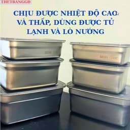 ( COMBO 5 hộp 2200ML ) inox 304 loại 1 có đắp đậy hút chân không khay đựng thực phẩm đồ ăn trong tủ lạnh An Toàn Sạch Sẽ 3
