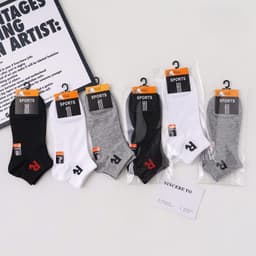 Set 10 Đôi Tất Nam Cổ Ngắn Cotton Thể Thao Chữ R Co Giãn Thấm Hút Mồ Hôi Bo Chun Êm Chân Freesize 39-44 2