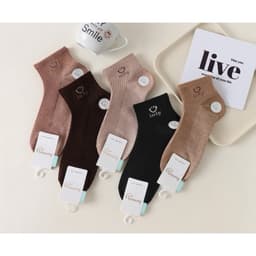 Set 10 Đôi Tất Nữ Cổ Ngắn Cotton Mềm Mại Kẻ Tăm Họa Tiết Mặt Cười Lucky Co Giãn Thoáng Khí Freesize 35-40 3