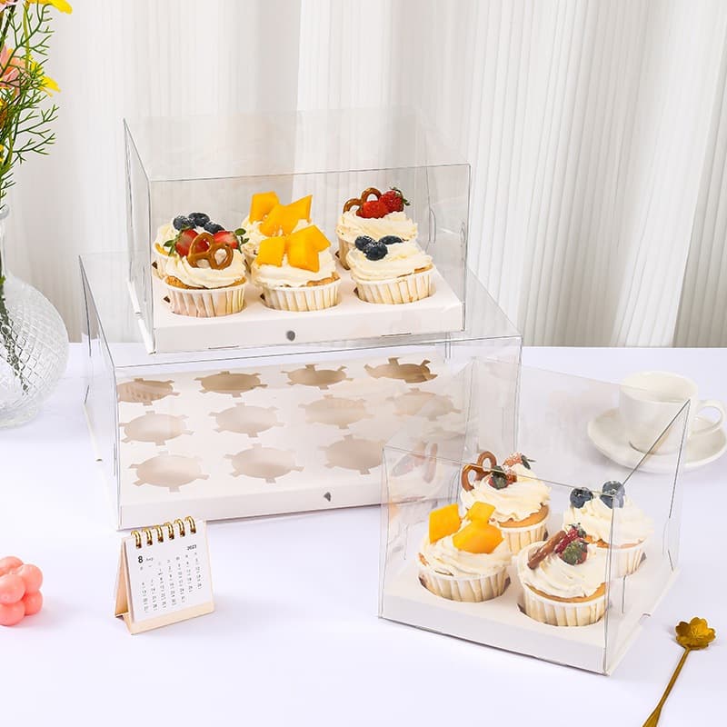 Hộp mica trong đựng bánh Cupcake 2/4/6/12 ô (Không kèm ruy băng)