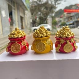 Hủ Tài Lộc Nắp Rời Chưng Tết Bàn Thờ, Hủ Vàng Phong Thủy Đựng Muối Gạo Trang Trí Size 6x6x7cm 1