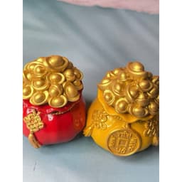 Hủ Tài Lộc Nắp Rời Chưng Tết Bàn Thờ, Hủ Vàng Phong Thủy Đựng Muối Gạo Trang Trí Size 6x6x7cm 2