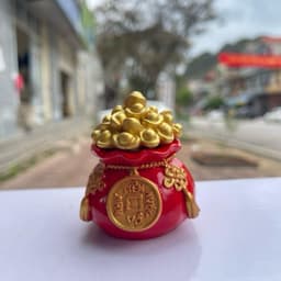Hủ Tài Lộc Nắp Rời Chưng Tết Bàn Thờ, Hủ Vàng Phong Thủy Đựng Muối Gạo Trang Trí Size 6x6x7cm 7