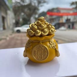 Hủ Tài Lộc Nắp Rời Chưng Tết Bàn Thờ, Hủ Vàng Phong Thủy Đựng Muối Gạo Trang Trí Size 6x6x7cm 8
