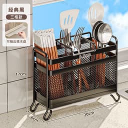 Giá/Kệ Để Đũa Thìa Gia Dụng Nhà Bếp, Giỏ Đựng Đũa Thoát Nước Chống Nấm Mốc Treo Tường/Đặt Bàn 2/3 Ngăn Thép Không Gỉ 5