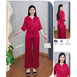 Bộ Trung Niên Nữ Cho Mẹ Chất Vải Lụa Tay Lỡ Sang Trọng Mặc Xuân Hè Mặc Nhà Đi Chơi 3
