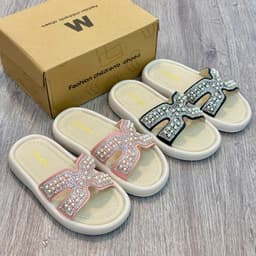 Dép Kiểu Đính Đá Cho Bé Gái – Mềm êm, thời trang, Chống Trượt . Dép H 619 6