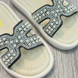 Dép Kiểu Đính Đá Cho Bé Gái – Mềm êm, thời trang, Chống Trượt . Dép H 619 8