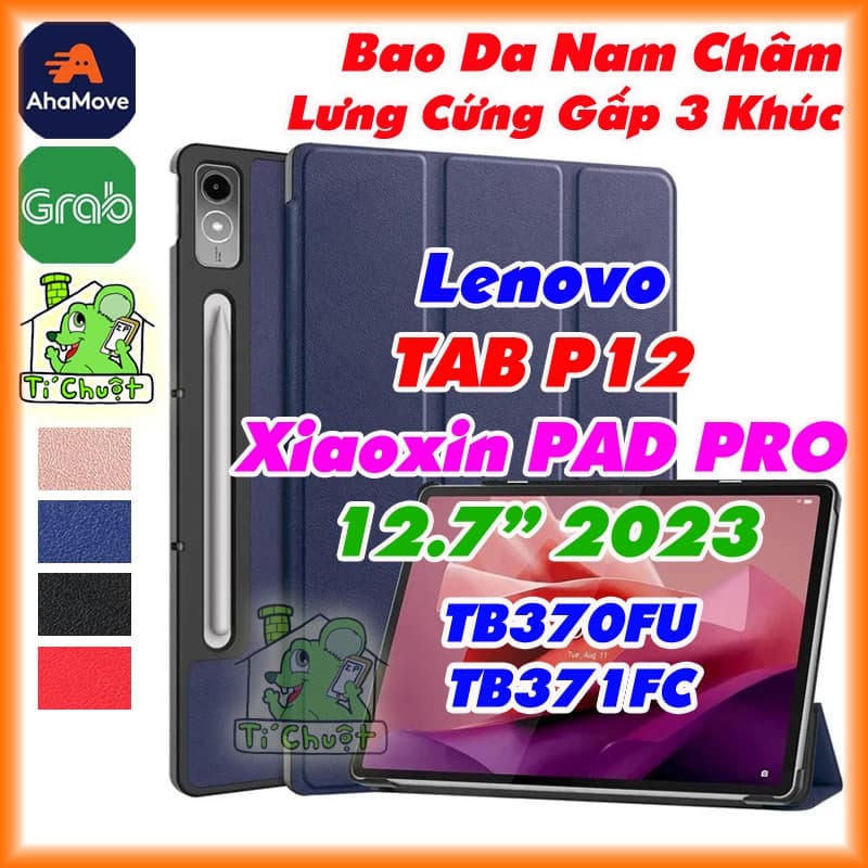 [Ảnh Thật] Bao Da MTB Lenovo TAB P12 12.7" TB370FU/ Xiaoxin PAD PRO 12.7" 2023 TB371FC Gấp 3 Khúc Có Nam Châm
