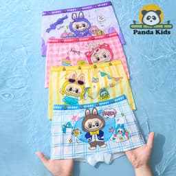 Combo 4 quần chíp đùi GẤU DÂU chất mát lạnh DẠNG LƯỚI cho bé gái dễ thương, quần lót tam giác cotton thoáng mát co giãn 3