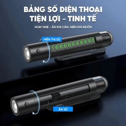 Bảng số điện thoại ô tô đa năng tích hợp phá kính, cắt dây an toàn và đèn cảnh báo 4 trong 1 3
