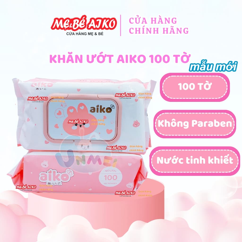 KHĂN GIẤY ƯỚT AIKO KHÔNG MÙI 100 TỜ/TÚI