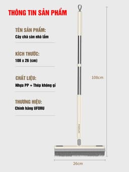 Cây chà sàn nhà tắm kết hợp cây gạt nước 2 trong 1 UFORU đầu lông chổi chữ V gập 180 độ cọ góc kẽ tường tiện lợi - UF779 10