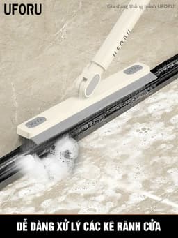 Cây chà sàn nhà tắm kết hợp cây gạt nước 2 trong 1 UFORU đầu lông chổi chữ V gập 180 độ cọ góc kẽ tường tiện lợi - UF779 6