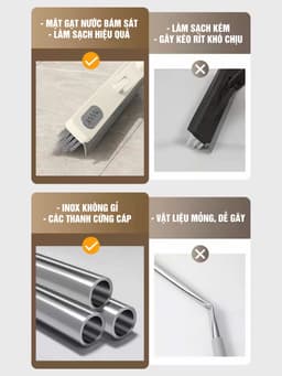 Cây chà sàn nhà tắm kết hợp cây gạt nước 2 trong 1 UFORU đầu lông chổi chữ V gập 180 độ cọ góc kẽ tường tiện lợi - UF779 8