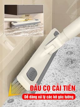 Cây chà sàn nhà tắm kết hợp cây gạt nước 2 trong 1 UFORU đầu lông chổi chữ V gập 180 độ cọ góc kẽ tường tiện lợi - UF779 3