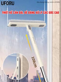 Cây chà sàn nhà tắm kết hợp cây gạt nước 2 trong 1 UFORU đầu lông chổi chữ V gập 180 độ cọ góc kẽ tường tiện lợi - UF779 4