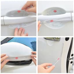 Miếng dán cửa ô tô silicon chống xước, bộ 10 miếng dán hõm cửa tay nắm cửa ô tô trong suốt có logo 2