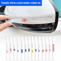 Miếng dán cửa ô tô silicon chống xước, bộ 10 miếng dán hõm cửa tay nắm cửa ô tô trong suốt có logo 3