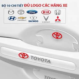 Miếng dán cửa ô tô silicon chống xước, bộ 10 miếng dán hõm cửa tay nắm cửa ô tô trong suốt có logo 1