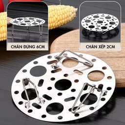 Vỉ Hấp Chân Gấp Gọn Inox 304, Vỉ Hấp Trứng Hấp Thức Ăn Đa Năng Gấp Gọn Khay Hấp Inox Tiện Lợi  4