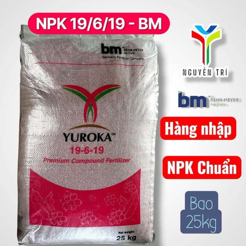 Phân bón NPK Yuroka 19-6-19 - Hàng nhập khẩu Đức - Dưỡng trái, lớn trái, chắc hạt, bao 25kg