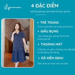 Lymmom Đầm Bầu Thiết Kế- Đầm bầu sang chảnh form đuôi cá Cổ Tàu Phối Ren Cách Điệu VB138 2