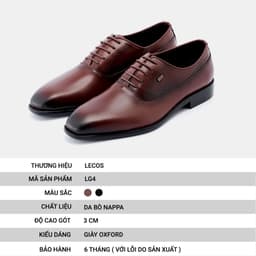Giày Tây Nam LECOS LG4 Oxford Da Thật Đế Đúc Chống Mòn Gặp Đối Tác 4