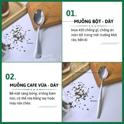 Combo 10 muỗng inox 430 Anpha Cook hàng Việt Nam chất lượng, pha cà phê, trà, pannacotta Mixmore 4