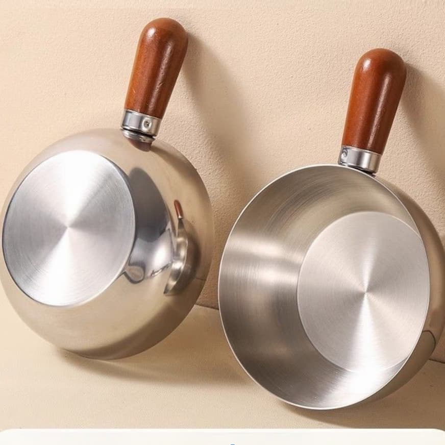 Nồi Tay Cầm Gỗ Inox Mini 14cm đa năng xinh xắn