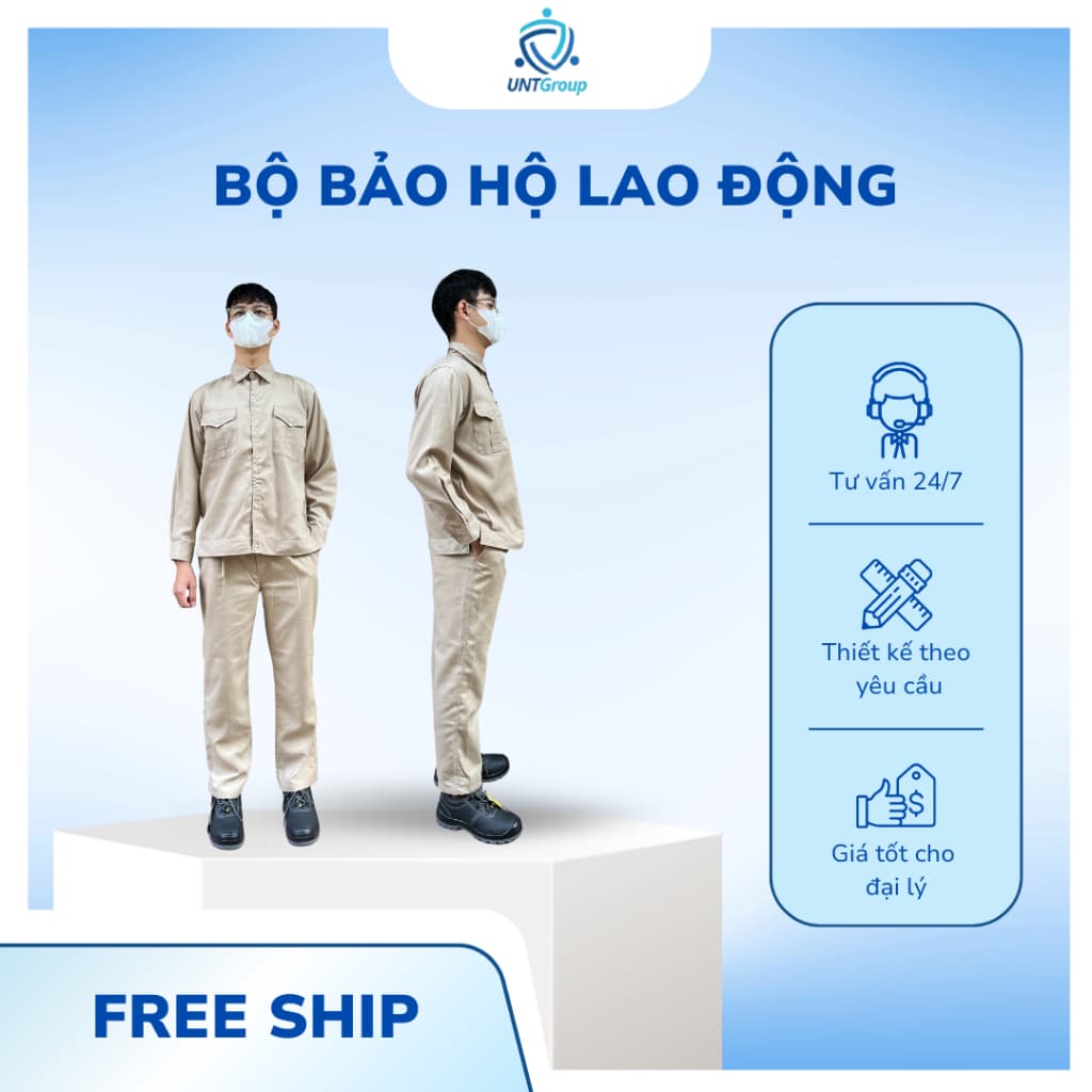 {Loại đẹp} Bộ quần áo bảo hộ lao động UNTG màu nâu chất vải Kaki Nam Định mềm, mát, công nhân