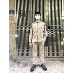 {Loại đẹp} Bộ quần áo bảo hộ lao động UNTG màu nâu chất vải Kaki Nam Định mềm, mát, công nhân 5