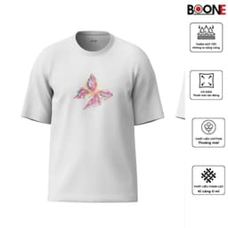 Áo thun Unisex Nam Nữ in hình BƯỚM pha màu xanh hồng vàng, chất cotton 100% - BOONE - BNE00126 2