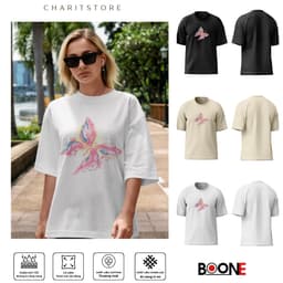 Áo thun Unisex Nam Nữ in hình BƯỚM pha màu xanh hồng vàng, chất cotton 100% - BOONE - BNE00126 1