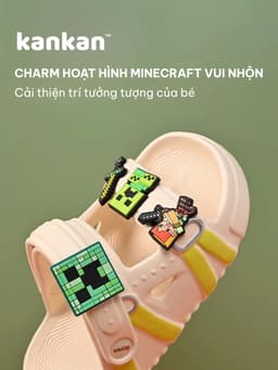 Sandal MineCraft Cho Bé Trai KanKanStore Xăng Đan Nhẹ Êm Chân Đính Kèm Sticker KA51 2