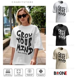 Áo thun Unisex Nam Nữ in chữ GROW YOUR MIND, chất cotton 100% - BOONE - BNE00012 1