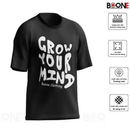 Áo thun Unisex Nam Nữ in chữ GROW YOUR MIND, chất cotton 100% - BOONE - BNE00012 4