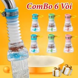 COMBO 6 Đầu Vòi Lọc Chống Bắn Nước Có Bộ Lọc Xoay 360 Độ - Đầu Lọc Nước 3 Tầng Kéo Dãn 12cm 1
