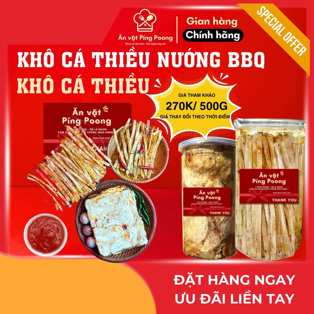 Khô Cá Thiều Nướng BBQ Ăn Liền Hộp 300G - Thiều Sợi, Tẩm Ướp Gia Vị, Thơm Ngon Độc Đáo Hấp Dẫn