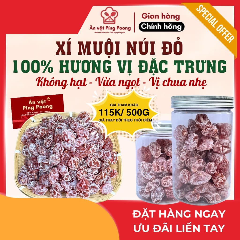 Xí Muội Núi Đỏ Không Hạt Lon 650G - Vị Chua Ngọt Truyền Thống, Qùa Biếu Tặng Tết, Đóng Gói Tiện Lợi