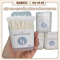 Tăm bông trẻ em Vcoool kháng khuẩn ( hộp 200 que, 400 que lõi giấy) cho bé sơ sinh 3