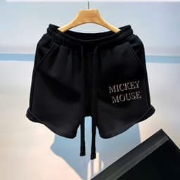 Bộ Áo Thun Quần Đùi Mickey Mouse Form Rộng Áo Vải Cotton 2c, Quần Chân Cua Dày Dặn 3