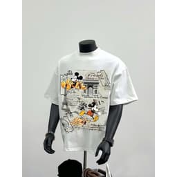 Bộ Áo Thun Quần Đùi Mickey Mouse Form Rộng Áo Vải Cotton 2c, Quần Chân Cua Dày Dặn 2