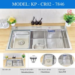 Chậu rửa bát 1 hố Keeper CR02-7846 | Chậu rửa 1 hố cao cấp Inox 304 | Có kèm đầy đủ phụ kiện 4