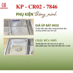 Chậu rửa bát 1 hố Keeper CR02-7846 | Chậu rửa 1 hố cao cấp Inox 304 | Có kèm đầy đủ phụ kiện 6