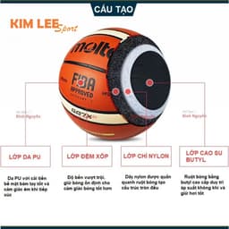 Quả bóng rổ da PU cao cấp Molten số 5 ,  6 ,  7  - tặng kim bơm và túi lưới 7