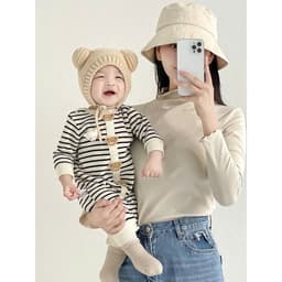 Mũ len tai gấu che tai dày dặn hàng QC cao cấp style Hàn Quốc ấm áp đáng yêu cho bé từ 0-2 tuổi 3