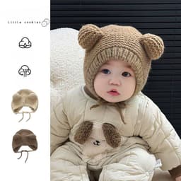 Mũ len tai gấu che tai dày dặn hàng QC cao cấp style Hàn Quốc ấm áp đáng yêu cho bé từ 0-2 tuổi 5